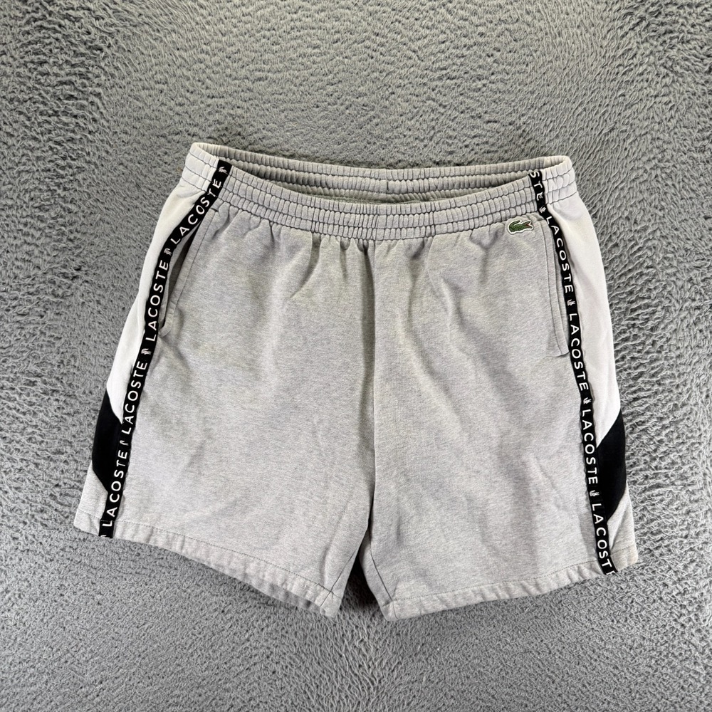 Lacoste Shorts Mens XL Gray Cotton Fleece Lined Sweat Sports Running Performance